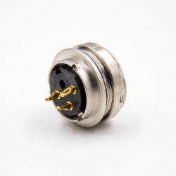 M16 5Pin Connector Female Waterproof Straight Panel Receptacles A Coded Front Bulkhead Solder Cup Cable Connector Shield