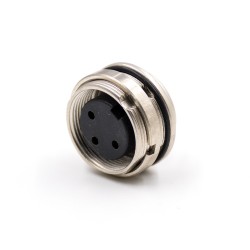 M16 5Pin Connector Female Waterproof Straight Panel Receptacles A Coded Front Bulkhead Solder Cup Cable Connector Shield