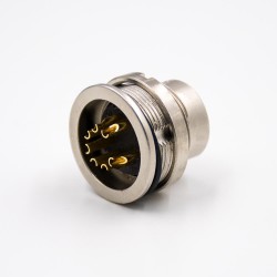 M16 7 Pin Connector Panel Receptacles A Coded Male Waterproof Straight Front Mount Cable Solder Type Shield