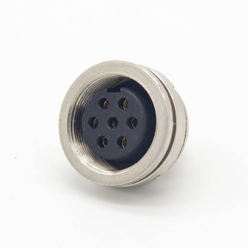 M16 7 Pin Connector Straight Waterproof Front Female Socket Rear Bulkhead Panel Mount for Solder Cup Shield