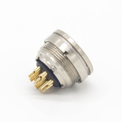 M16 7 Pin Connector Straight Waterproof Front Female Socket Rear Bulkhead Panel Mount for Solder Cup Shield