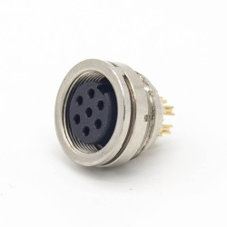 M16 7 Pin Connector Straight Waterproof Front Female Socket Rear Bulkhead Panel Mount for Solder Cup Shield