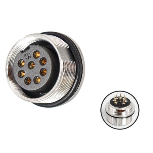 M16 8pin Pcb Connector Panel Mount Ip67 Female A Coded 180 Degree Front mount Panel Receptacles Solder PCB Connector