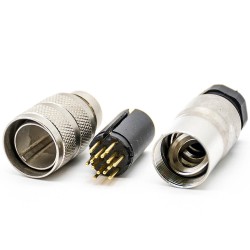 M16 Connector 14 pin Male Solder Type Straight Connector Shield