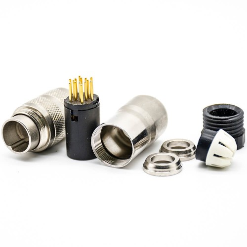M16 Connector 14 pin Male Solder Type Straight Connector Shield M16 Connector 14 pin Male Solder Type Straight Connector Shield