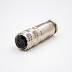 M16 Connector 3 Pin Female Waterproof Straight All Metal Shield Field Wireable Connector