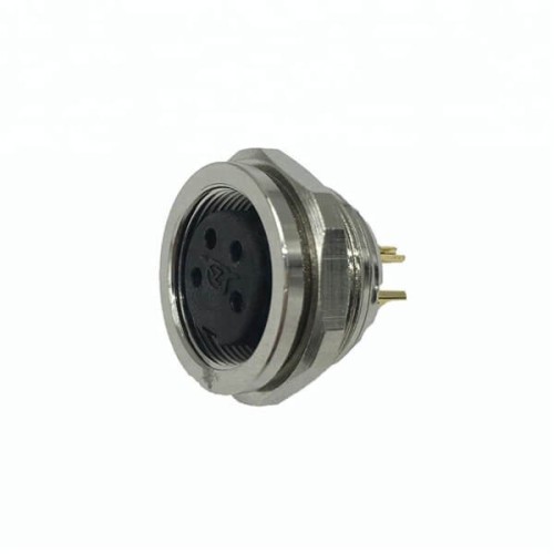 M16 Connector 4 Pin Waterproof Female Shield Front Mount Socket Connector Shield