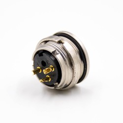 M16 Connector Female Socket 3 Ways A Coded Waterproof Straight Rear Panel Mount Solder Cup Cable Connector Shield