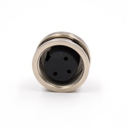 M16 Connector Female Socket 3 Ways A Coded Waterproof Straight Rear Panel Mount Solder Cup Cable Connector Shield
