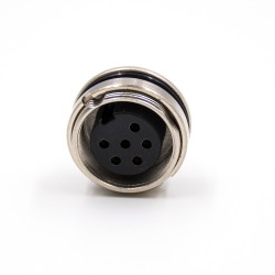 M16 Connector Female Socket 6 Pin A Coded Waterproof 180 Degree Front Panel Mount Solder Cup Cable Connector Shield