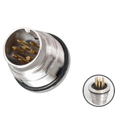 M16 Connector Male Socket 8 Pin A Coded Waterproof 180 Degree Front Panel Mount Solder PCB Connector Unshield