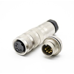 M16 Connectors 5pin Plug&socket Straight Solder Type Shield