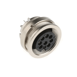 M16 Connectors 723 Series Female Back Mount Panel Receptacles 8 Pin A Coded Waterproof 180 Degree Solder Type for Cable Connector