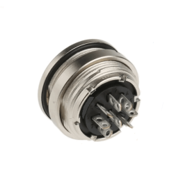 M16 Connectors 723 Series Female Back Mount Panel Receptacles 8 Pin A Coded Waterproof 180 Degree Solder Type for Cable Connector