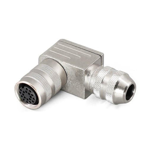 M16 IP68 Female Angled Connector 19Pin 5A 125V Shield Solder Type for 6.0-8.5mm Cable M16 IP68 Female Angled Connector 19Pin 5A 125V Shield Solder Type for 6.0-8.5mm Cable