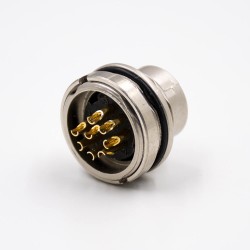 M16 Male 8 Pin Panel Receptacles A Coded Waterproof Straight Front Bulkhead Cable Solder Type Shield