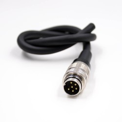 M16 Male Connector 6Pin A Code Straight Single Ended Cable Solder Type
