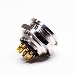 M16 Socket 12 Pin 180 Degree Waterproof Female Connector Solder Cup for Cable Shield