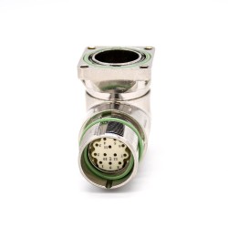 12 pin connectors M623 Right Angle Female 4 Hole Flange Waterproof Connector Shield