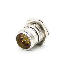 6 Pin M23 Connector Male Panel Mount Front Mount Solder Type Shield Straight