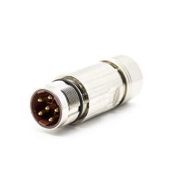 6Pin Male M23 Connector Solder Type for Cable Shield Straight