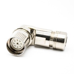 9 Pin Female M23 Connectors Solder Type for Cable Shield 90 degree