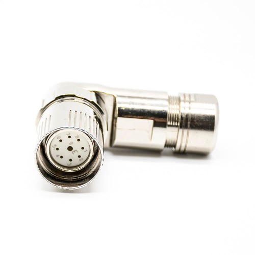 9 Pin Female M23 Connectors Solder Type for Cable Shield 90 degree 9 Pin Female M23 Connectors Solder Type for Cable Shield 90 degree