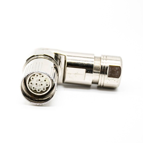 Connector M23 12 Pin Female Solder Type for Cable Shield 90 degree Connector M23 12 Pin Female Solder Type for Cable Shield 90 degree