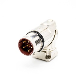 Connector M23 6 Pin Male Solder Type for Cable Shield right angle