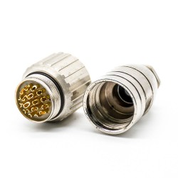 Female M23 19pin plug Solder Type Straight Connector Shield