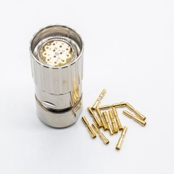 M23 12 Pin Connector Female plug Straight Solder Type for Cable Connector Shield