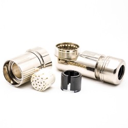 M23 17 Pin Female Connector Solder Type for Cable Shield 90 degree