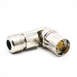 M23 19 Pin Male Connectors Solder Type for Cable Shield 90 degree