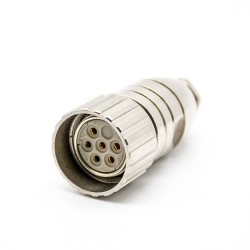 M23 6 pin Connector Female Solder Type Straight Connector Shield