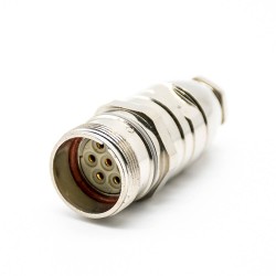 M23 6 pin Female Solder Type Straight Connector Shield