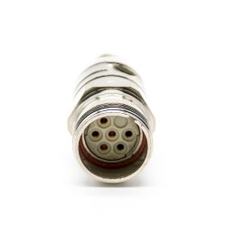 M23 6 pin Female Solder Type Straight Connector Shield