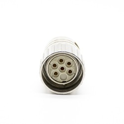 M23 6Pin Female Connectors Solder Type for Cable Shield Straight