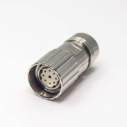 M23 Conin Connector Female Waterproof Plug 9 Pin Straight Solder Type Shielded