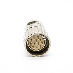 M23 Connector 12 pin Male Solder Type Straight Connector Shield