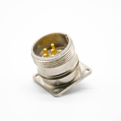 M23 Connector 6 pin Male Solder Type Straight Connector 4 hole flange Socket for Cable Shield