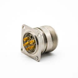 M23 Connector 6 pin Male Solder Type Straight Connector 4 hole flange Socket for Cable Shield
