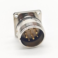 M23 Connector 9 pin Male Solder Type Straight 4 hole flange Socket for Cable Connector Shield