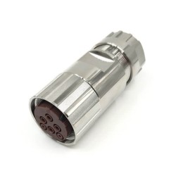 M23 Female Connector Screw Crimping Cable Plug M23 6Pin Waterproof Connector Shield