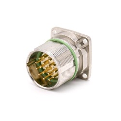 M623 17 Pin Straight Male Connector 4 Hole Flange Waterproof Connector Shield Crimp Type for Cable