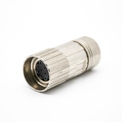 Straight M23 Connector Female Solder Type Connector for Cable Shield