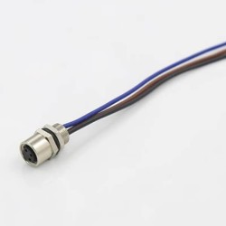 10PCS M5 3Pin Female Connector Fixed Plug Socket Waterproof Shield Back Panel Mount Connector With 75CM 26AWG Wire