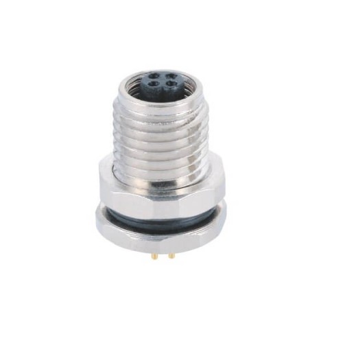 M5 4Pin PCB Connector Waterproof Front Mount M5 Screw Type Female Shield Receptacles