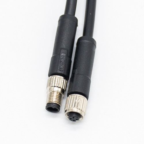 M5 Molding Cable Plug Double Ended Cordset Waterproof Non-Shield M5 4Pin Female Plug To 4Pin Male Plug With 1M 26AWG Wire