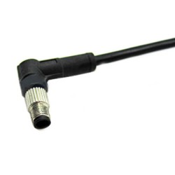 Overmold M5 Connector Right Angle 4Pin M5 Male Plug Screw Type Waterproof Non-Shield With 1M 26AWG Wire