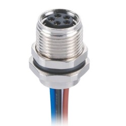 10 pcs M8 5 pin Female Connector B Coding Front Mount M8 Female Solder Type With 1M 26AWG Wire